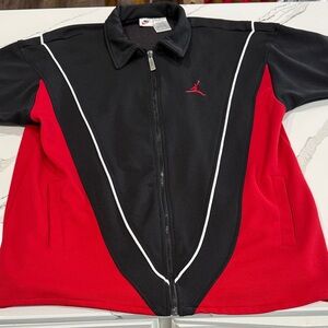 🔥 Vintage Y2K Nike Jordan Jumpman Full Zip Polo Jacket Mens L Black Red
